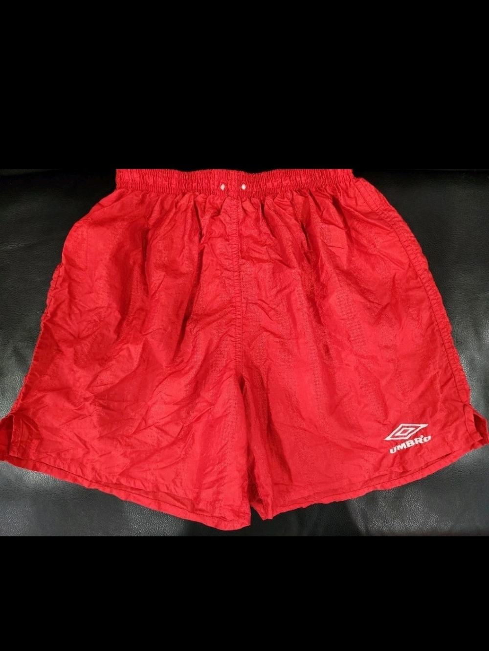 Vintage Umbro Shorts Mens M Red Stripe 90s Nylon Soccer Retro Missing Drawstring